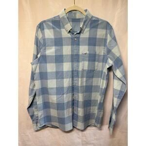 Hollister Light Blue Plaid Button-Up Shirt -‎ Size Medium